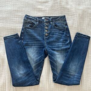 NAME YOUR PRICE KanCan ultra high rise skinny jeans button fly lightly size 26